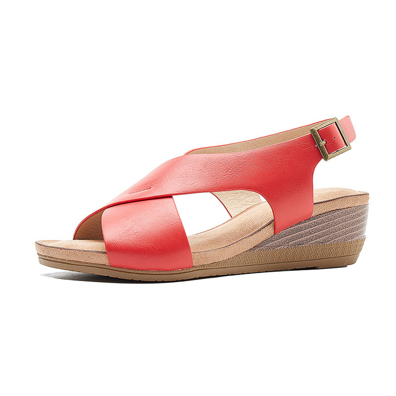 (⏳NOW ON: 49% OFF Sale! 🔥)-Women's Arch Support Casual Platform Ankle Strap Leather Sandals