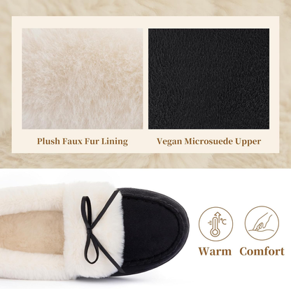 (⏳NOW ON: 70% OFF Sale! 🔥)Autumn Winter Indoor Cozy Fuzzy Slip-On Bow Back Flats for Women