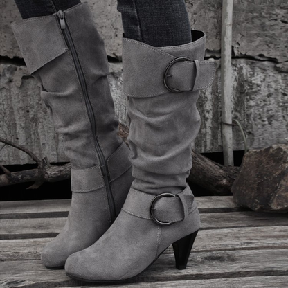 (⏳NOW ON: 70% OFF Sale! 🔥)Sexy Suede Mid-Calf Boots for Women – Vintage Warm Winter Fashion Ankle & Riding Boots