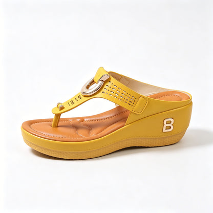 Women's sandals, comfortable flip-flops with arch support, summer casual wedge heels.