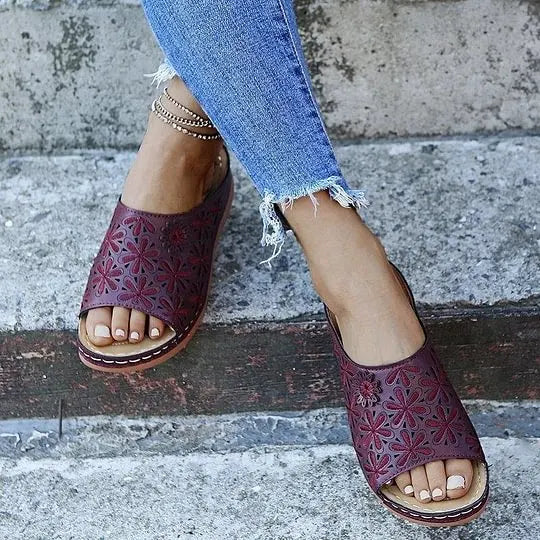 Last Day 49% OFF!!!|Women Leather Soft Footbed Sandals