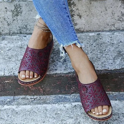 Last Day 49% OFF!!!|Women Leather Soft Footbed Sandals