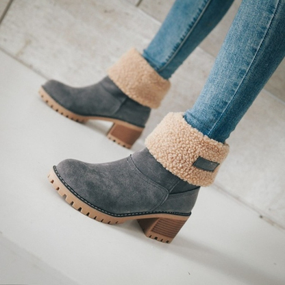(⏳NOW ON: 70% OFF Sale! 🔥)Women’s Fashion High Heel Ankle Booties | Soft Suede Warm Fur Platform Boots
