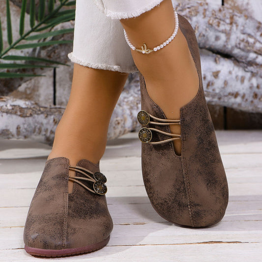 💝Summer Sale ⭐ Women's Elegant soft sole round toe buckle decoration Flat Shoes