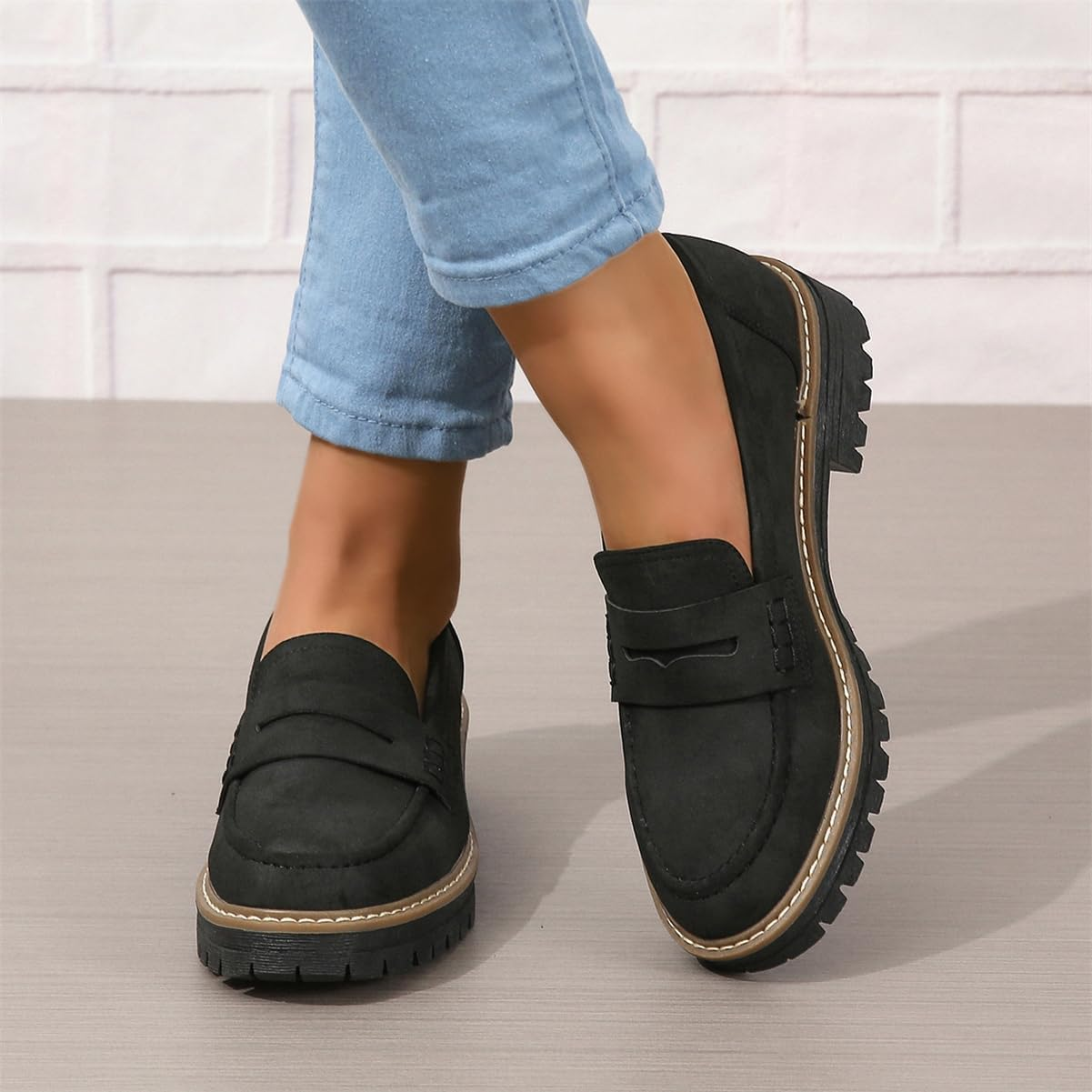 (⏳NOW ON: 70% OFF Sale! 🔥)Women’s Chunky Platform Loafers – Comfortable Slip-On Work & Casual Shoes