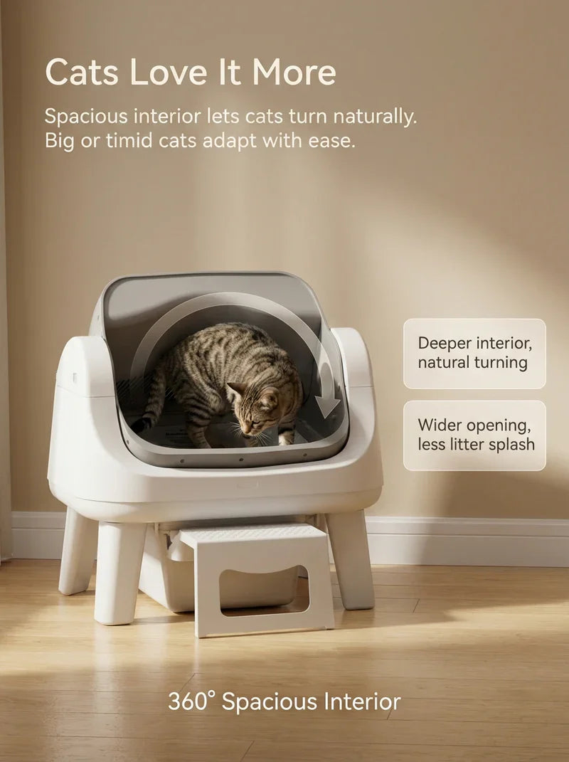 Smart Open Top Self-Cleaning Cat Litter Box