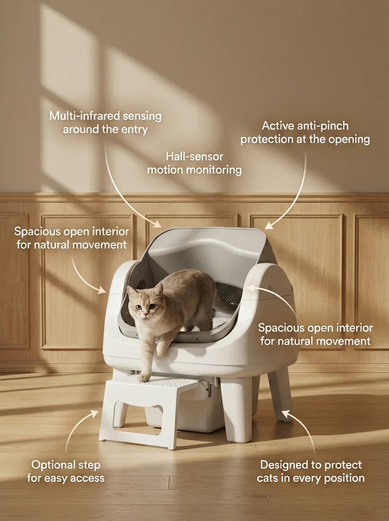 Smart Open Top Self-Cleaning Cat Litter Box