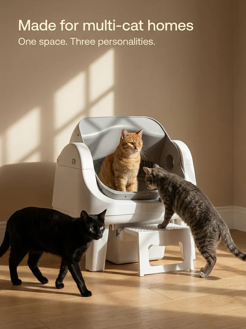 Smart Open Top Self-Cleaning Cat Litter Box