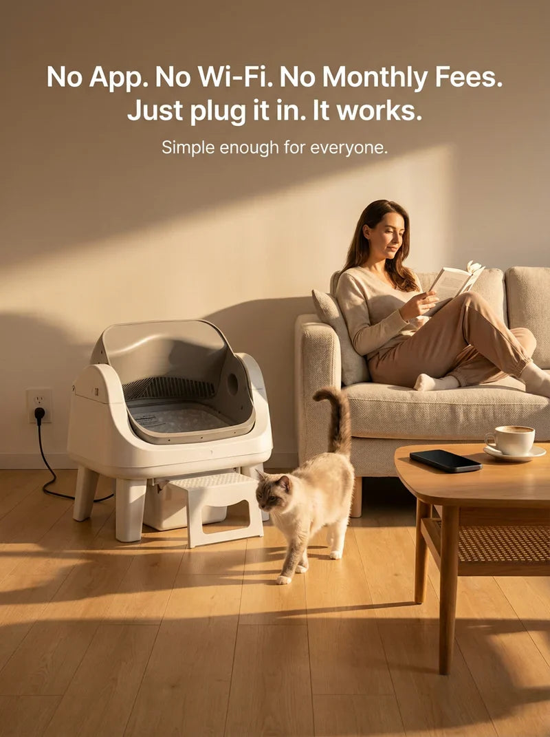 Smart Open Top Self-Cleaning Cat Litter Box