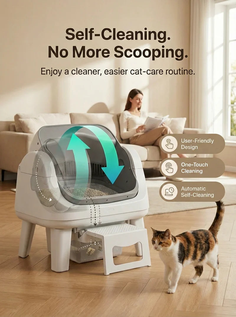 Smart Open Top Self-Cleaning Cat Litter Box