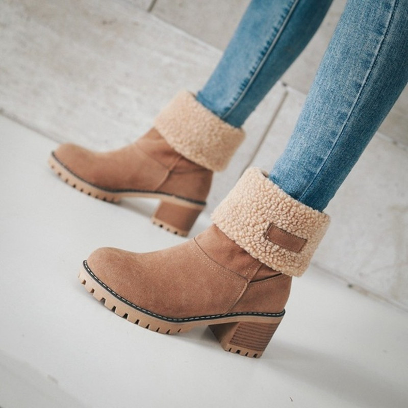 (⏳NOW ON: 70% OFF Sale! 🔥)Women’s Fashion High Heel Ankle Booties | Soft Suede Warm Fur Platform Boots