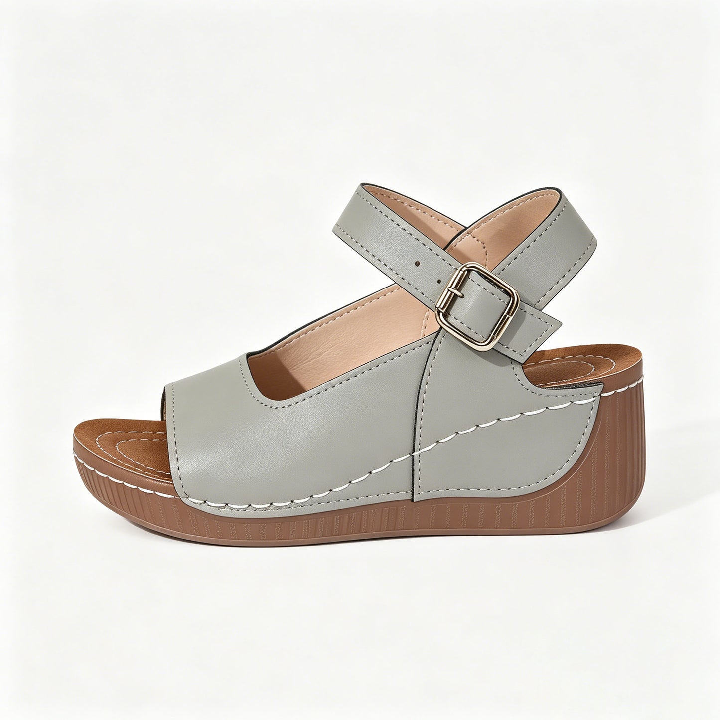 Women's Orthopedic Arch Support Wedge Sandals, Adjustable Buckle Open Toe Platform Walking Sandals, Plantar Fasciitis Relief Summer Casual Comfort Shoes