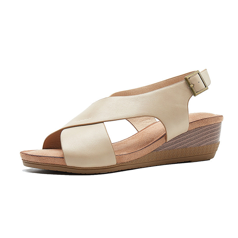 (⏳NOW ON: 49% OFF Sale! 🔥)-Women's Arch Support Casual Platform Ankle Strap Leather Sandals