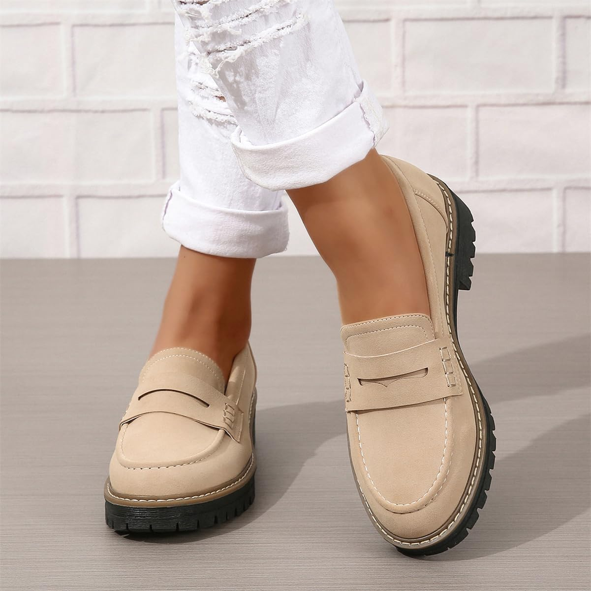 (⏳NOW ON: 70% OFF Sale! 🔥)Women’s Chunky Platform Loafers – Comfortable Slip-On Work & Casual Shoes