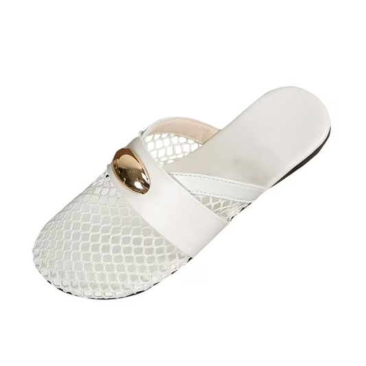 Arch Support Mesh Slides for Women, Soft Cushion Flat Mules, Comfort Walking Shoes
