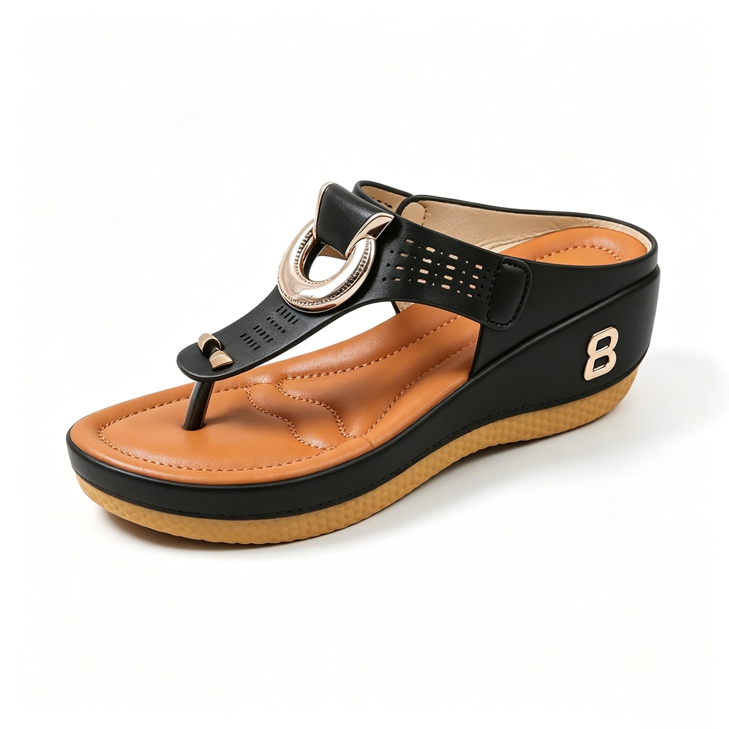 Women's sandals, comfortable flip-flops with arch support, summer casual wedge heels.