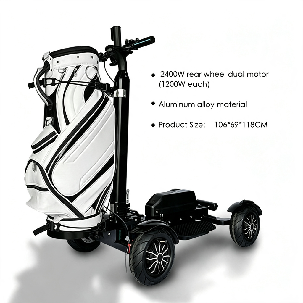 Foldable 4 Wheel Electric Golf Scooter Rideable Golf Trolley