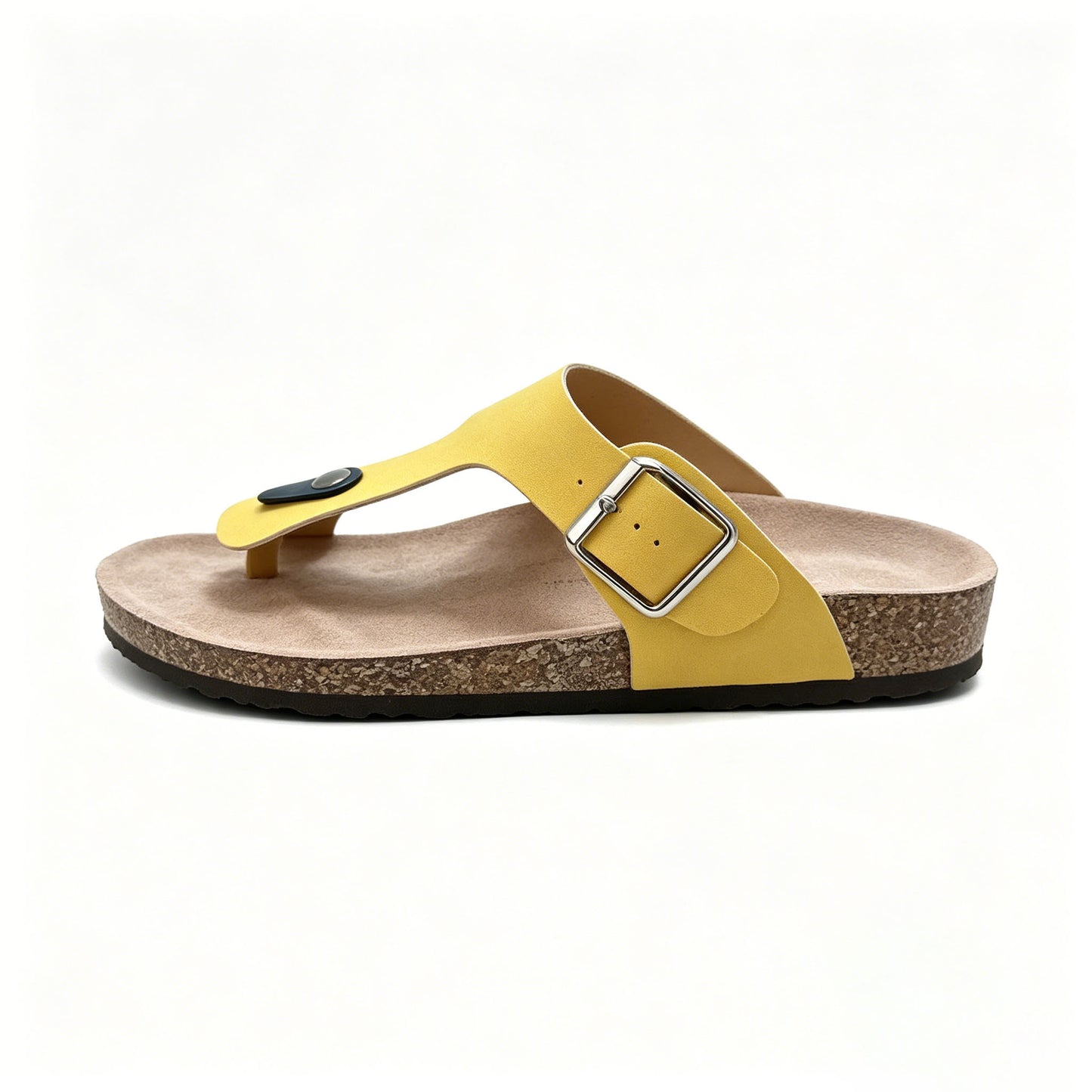 All Day Comfort Genuine Leather Flip Flops | Orthotic Arch Support Cork Footbed Sandals | Multi Color Adjustable Buckle Summer Casual Slippers