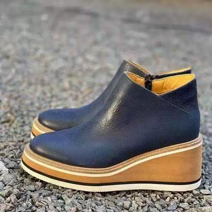 (⏳NOW ON: 70% OFF Sale! 🔥)Women’s Walking Shoes Casual Leather Sneakers with Side Zipper Thick Sole Four Seasons Comfort