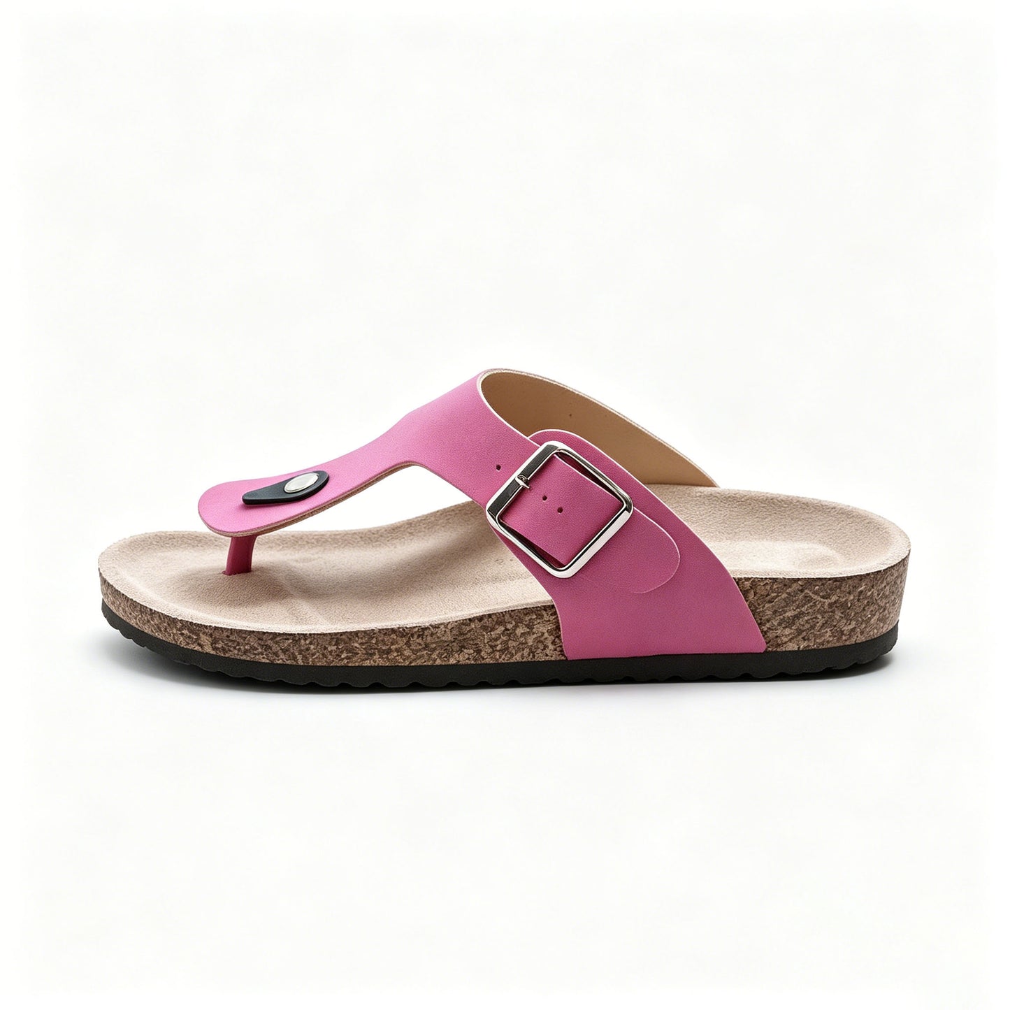 All Day Comfort Genuine Leather Flip Flops | Orthotic Arch Support Cork Footbed Sandals | Multi Color Adjustable Buckle Summer Casual Slippers