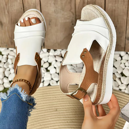 Vintage T-Strap Wedge Sandals – Slip-On Design with Arch Support