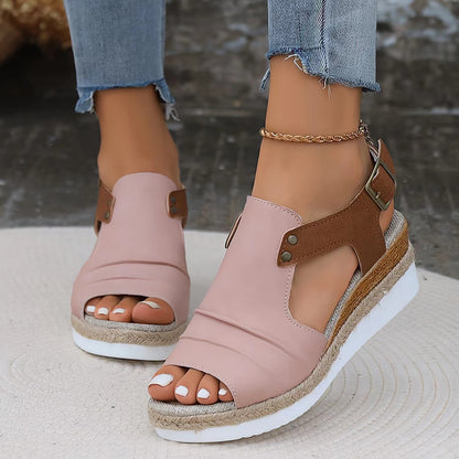 Vintage T-Strap Wedge Sandals – Slip-On Design with Arch Support