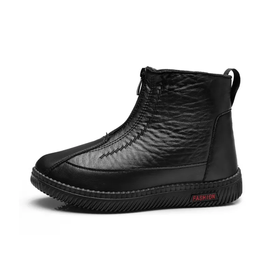 (⏳NOW ON: 50% OFF Sale! 🔥)Women's Winter Snow Boots, Warm Fur-Lined Soft Bottom Booties with Front Zipper & Non-Slip Sole