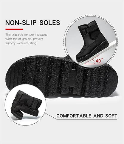 (⏳NOW ON: 50% OFF Sale! 🔥)Women’s Waterproof Fur-Lined Winter Boots, Non-Slip Warm Slip-On Snow Ankle Booties for Outdoor Comfort