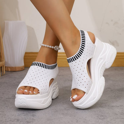 Breathable Knit Platform Wedges – Easy Slip-On with Arch Support