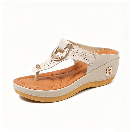 Women's sandals, comfortable flip-flops with arch support, summer casual wedge heels.