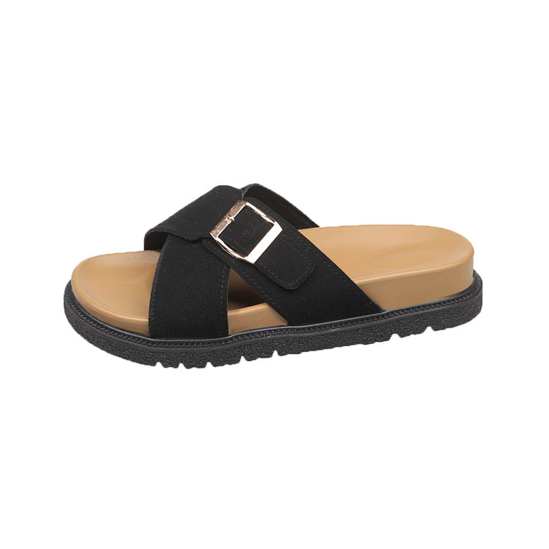 Women's Slide Sandals, Soft Sole Cloud Cushion Slippers, Arch Support Comfort Orthopedic Open Toe Adjustable Buckle Slides for All Day Walking