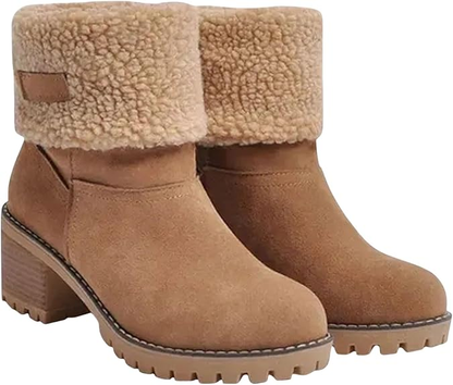 (⏳NOW ON: 70% OFF Sale! 🔥)Women’s Fashion High Heel Ankle Booties | Soft Suede Warm Fur Platform Boots