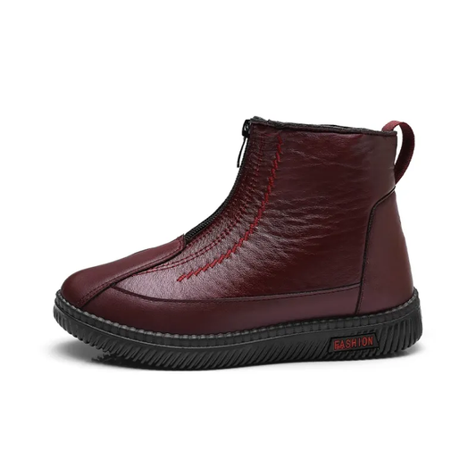 (⏳NOW ON: 50% OFF Sale! 🔥)Women's Winter Snow Boots, Warm Fur-Lined Soft Bottom Booties with Front Zipper & Non-Slip Sole