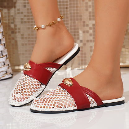 Arch Support Mesh Slides for Women, Soft Cushion Flat Mules, Comfort Walking Shoes