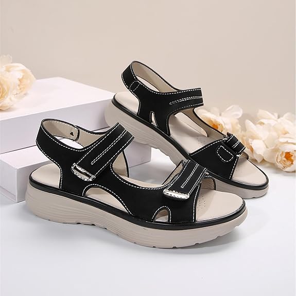 Women's Orthopedic Sandals, Soft and Comfortable Foam Arch Support Walking Sandals with Adjustable Strap, Wedge Platform, Athletic Summer Travel Shoes