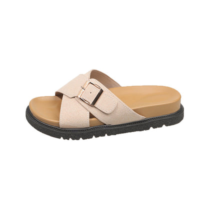Women's Slide Sandals, Soft Sole Cloud Cushion Slippers, Arch Support Comfort Orthopedic Open Toe Adjustable Buckle Slides for All Day Walking
