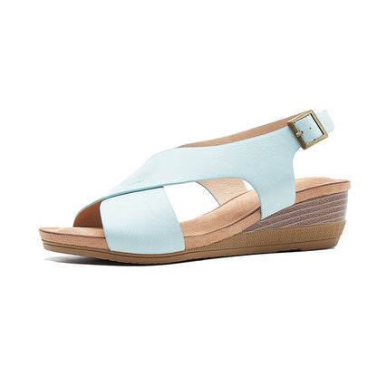 (⏳NOW ON: 49% OFF Sale! 🔥)-Women's Arch Support Casual Platform Ankle Strap Leather Sandals