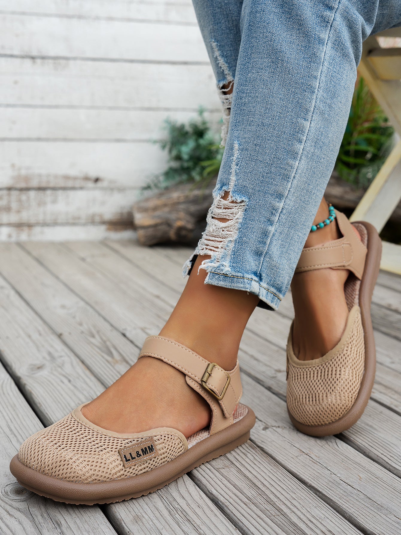 Women Closed Toe Arch Support Sandals, Breathable Mesh Adjustable Buckle Flat Summer Shoes, All Day Comfort & Plantar Fasciitis Relief