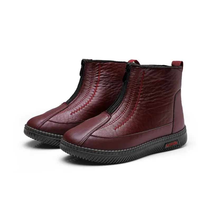 (⏳NOW ON: 50% OFF Sale! 🔥)Women's Winter Snow Boots, Warm Fur-Lined Soft Bottom Booties with Front Zipper & Non-Slip Sole